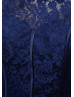 Navy Blue Eyelash Lace Keyhole Back Mother Dress 